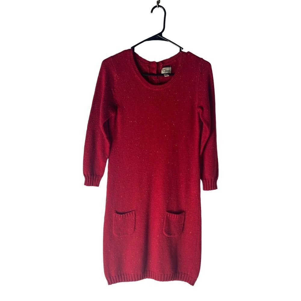 Knitted By Bass Red Sweater Dress With Pockets